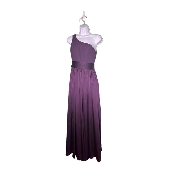 WHITE by VERA WANG One Shoulder Bridesmaid Dress Amethyst Size 0 Belted Slit - Picture 1 of 11